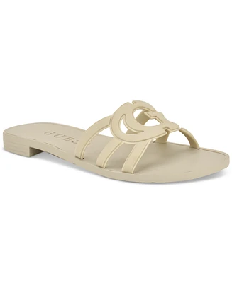 Guess Women's Elyho Logo Cutout Flat Jelly Sandals