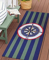 Liora Manne' Frontporch Striped Compass 2'x5' Runner Area Rug