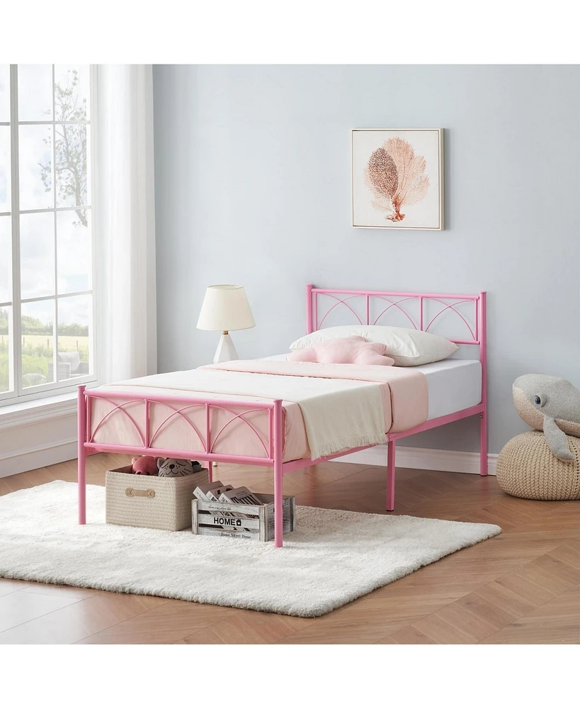 gaomon Twin Bed Frame with Headboard, 12.2" H Metal Platform Bed Frame