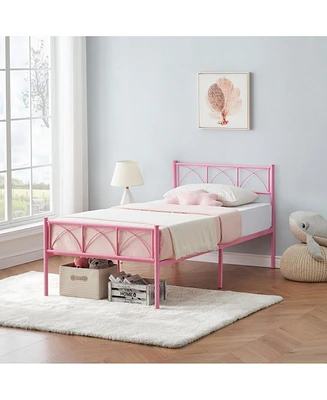 gaomon Twin Bed Frame with Headboard, 12.2" H Metal Platform Bed Frame