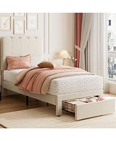 gaomon Twin Bed Frame with Under-Bed Drawer