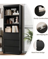 gaomon Bookcase with Drawers 70.27 Inches Tall Bookshelf Farmhouse Bookcases