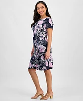 Robbie Bee Petite Printed Jersey Side-Tie Sheath Dress