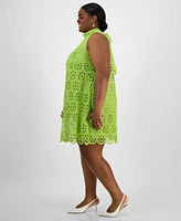 Robbie Bee Plus Mock-Neck Sleeveless Lace Shift Dress