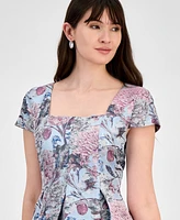 Tahari Petite Floral Jacquard Fit & Flare Dress