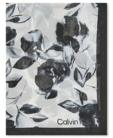 Calvin Klein Solid-Border Floral Chiffon Scarf