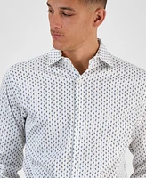 Bar Iii Men's Bree Slim-Fit Stretch Leaf-Print Dress Shirt, Exclusively at Macy's