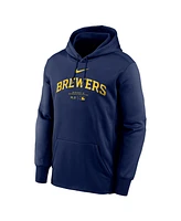 Nike Men's Navy Milwaukee Brewers Authentic Collection Practice Performance Pullover Hoodie