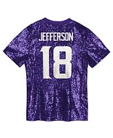 Outerstuff Women's Justin Jefferson Purple Minnesota Vikings Player Name Number V-Neck Fashion Jersey