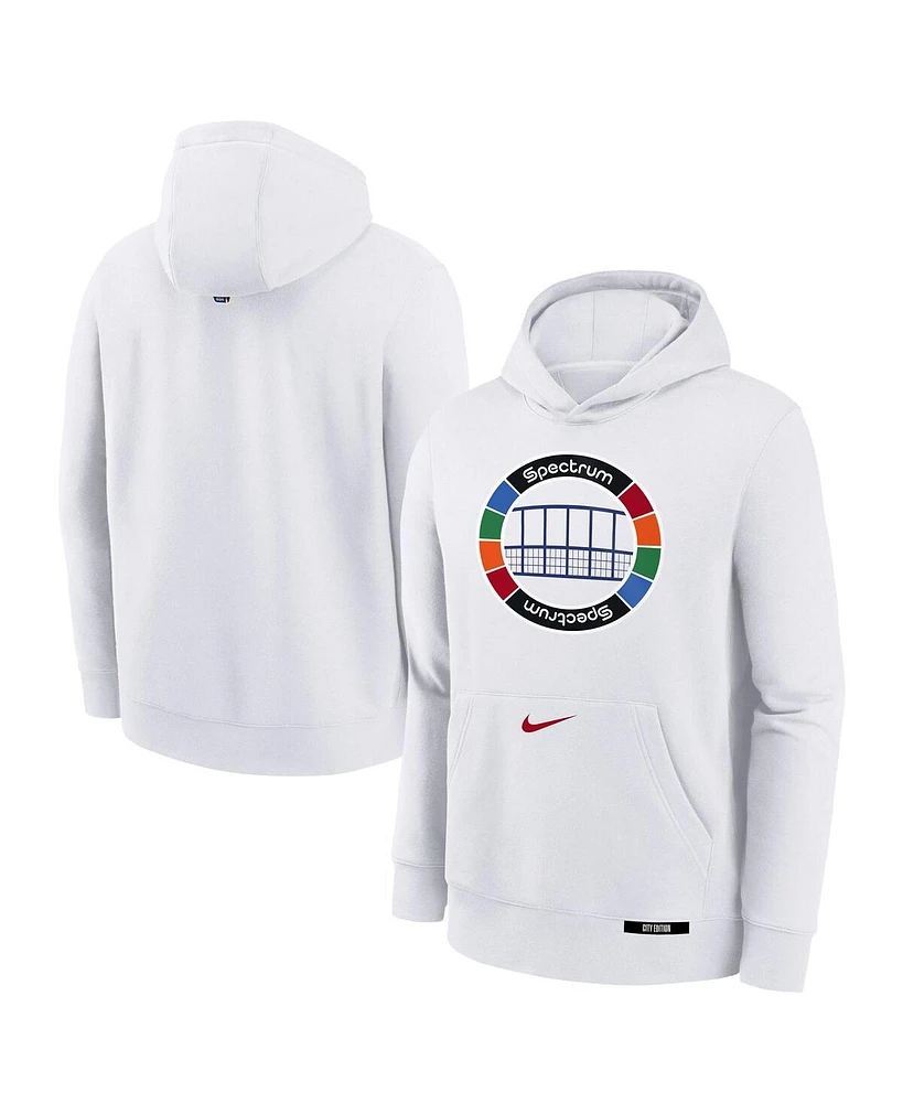 Nike Big Boys and Girls White Philadelphia 76ers 2024/25 City Edition Club Fleece Pullover Hoodie