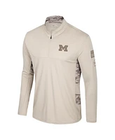 Colosseum Men's Natural Michigan Wolverines Oht Military Appreciation Quarter-Zip Jacket