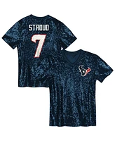 Outerstuff Big Girls C.j. Stroud Navy Houston Texans Sequin V-Neck Fashion Jersey