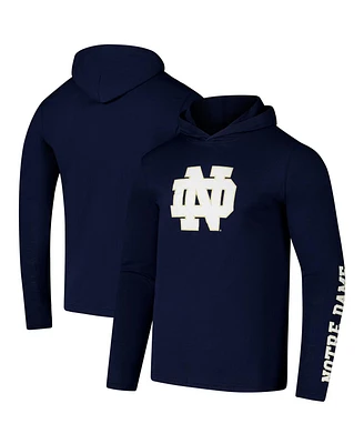 Colosseum Men's Navy Notre Dame Fighting Irish Logo Lockup Active Blend Long Sleeve T-Shirt Hoodie