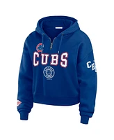 Wear by Erin Andrews Women's Royal Chicago Cubs Patch Quarter-Zip Hoodie