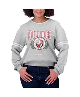 Wear by Erin Andrews Women's Heather Gray Georgia Bulldogs Classic Stripe Pullover Sweater