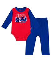 Outerstuff Baby Boys and Girls Buffalo Bills Double Up Long Sleeve Bodysuit Pants Set