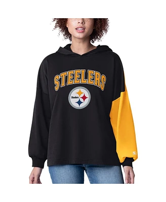 Starter Women's Black Pittsburgh Steelers Power Move Long Sleeve Pullover Hoodie