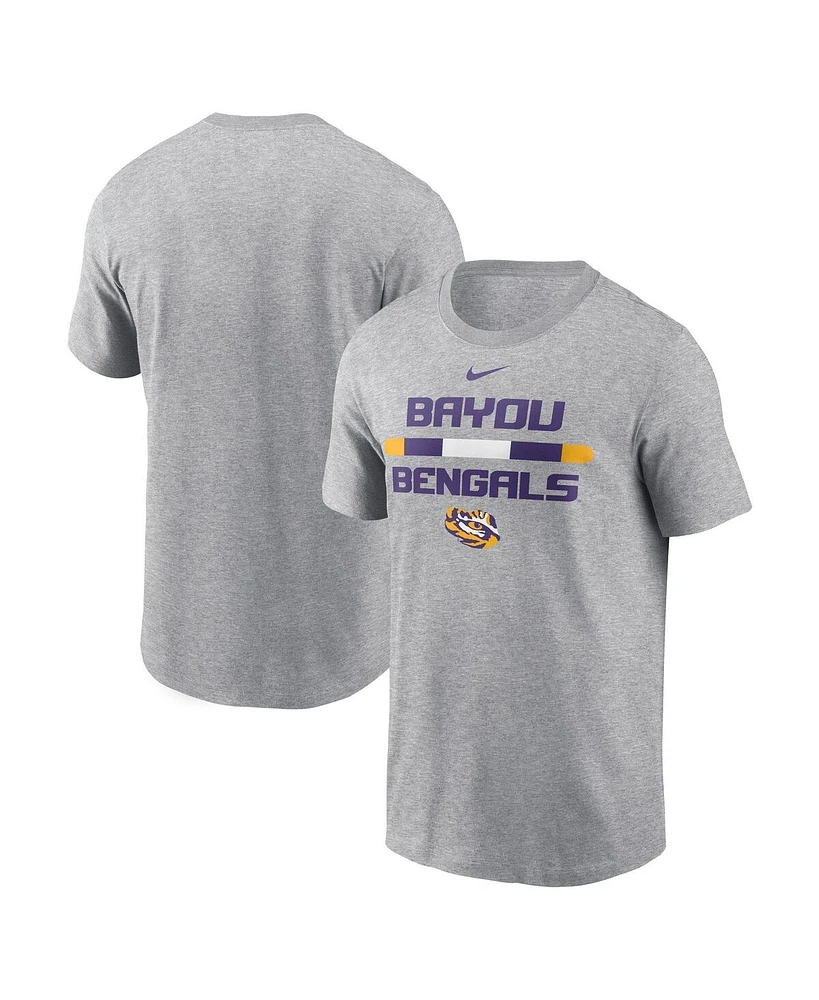 Nike Men's Heather Gray Lsu Tigers Dna Lockup T-Shirt