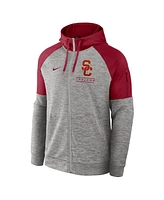 Nike Men's Heather Gray Usc Trojans Fitness Raglan Performance Full-Zip Hoodie