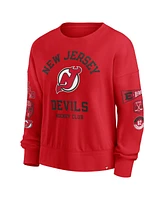 Fanatics Women's Red New Jersey Devils Go Team Pullover Sweatshirt