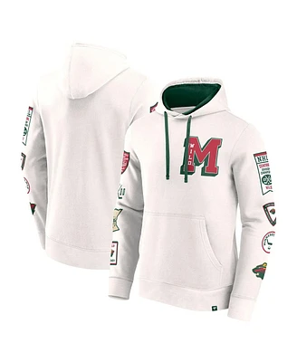 Fanatics Men's White Minnesota Wild Letterman Fleece Pullover Hoodie