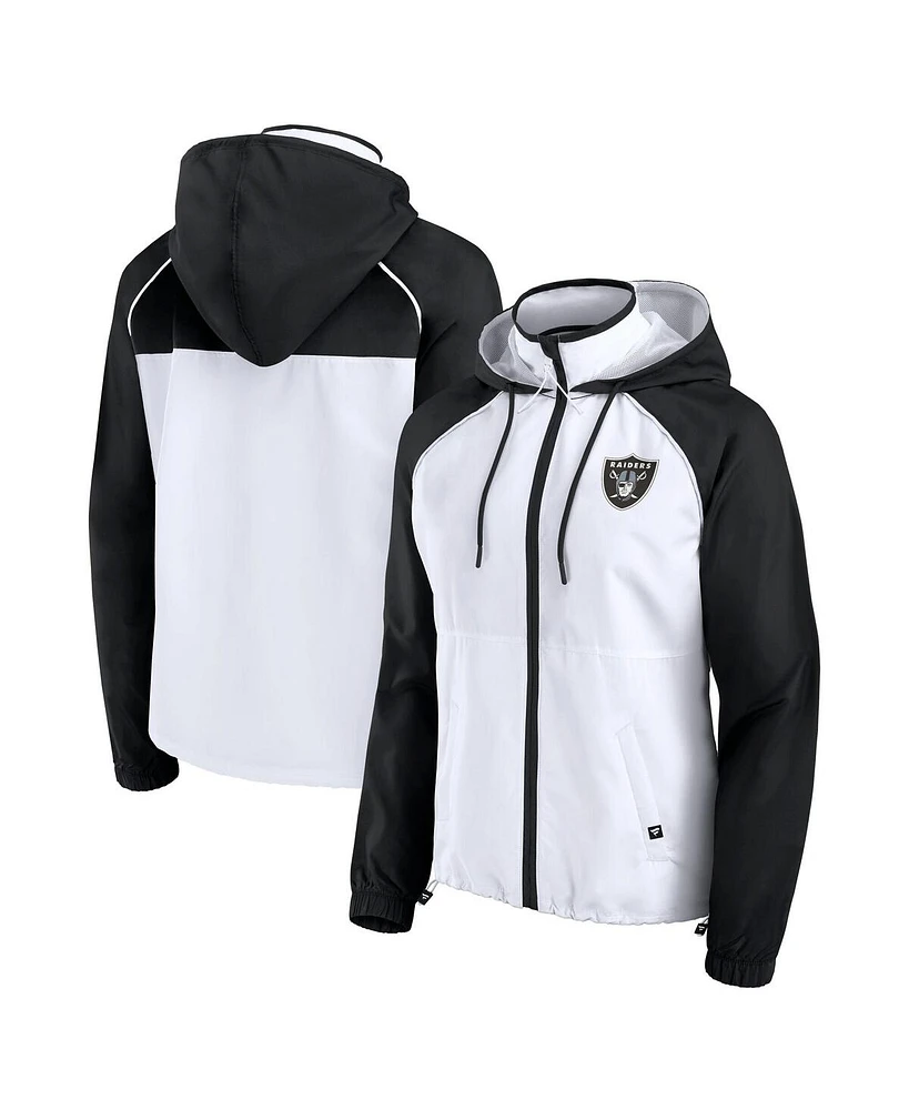 Fanatics Women's White Las Vegas Raiders Full-Zip Anorak Hoodie Jacket