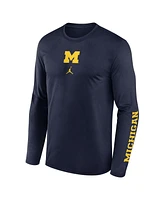 Jordan Men's Navy Michigan Wolverines Primetime Center Lockup Two-Hit Legend Long Sleeve T-Shirt