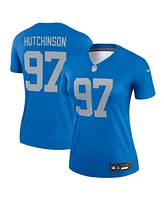 Nike Women's Aidan Hutchinson Blue Detroit Lions Alternate Legend Player Performance Top