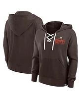 Fanatics Women's Brown Cleveland Browns Blitz Left Lace-Up Pullover Hoodie