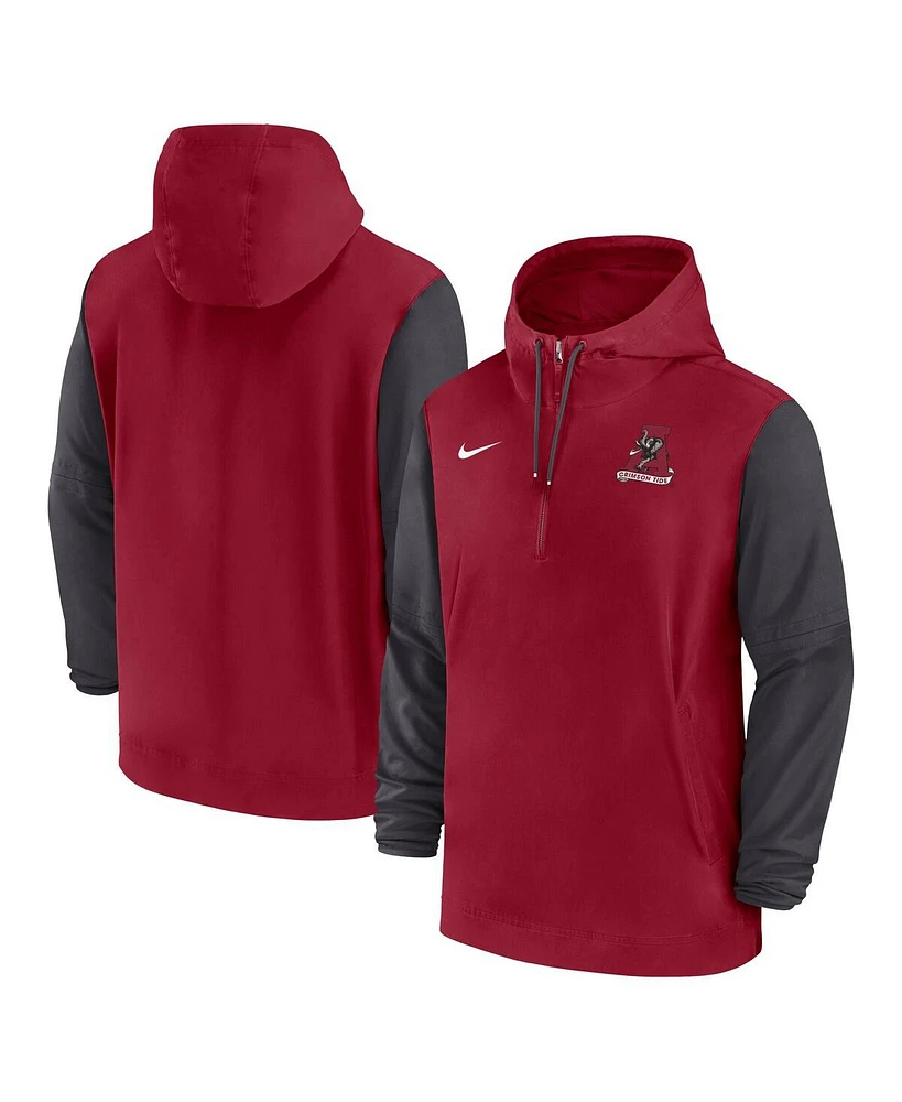 Nike Men's Crimson Alabama Tide 2024 Sideline Pregame Player Half-Zip Hoodie