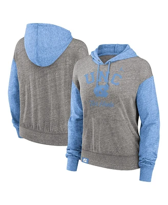 Jordan Women's Heather Gray, Carolina Blue North Carolina Tar Heels Blitz Color Blocked Legacy Pullover Hoodie