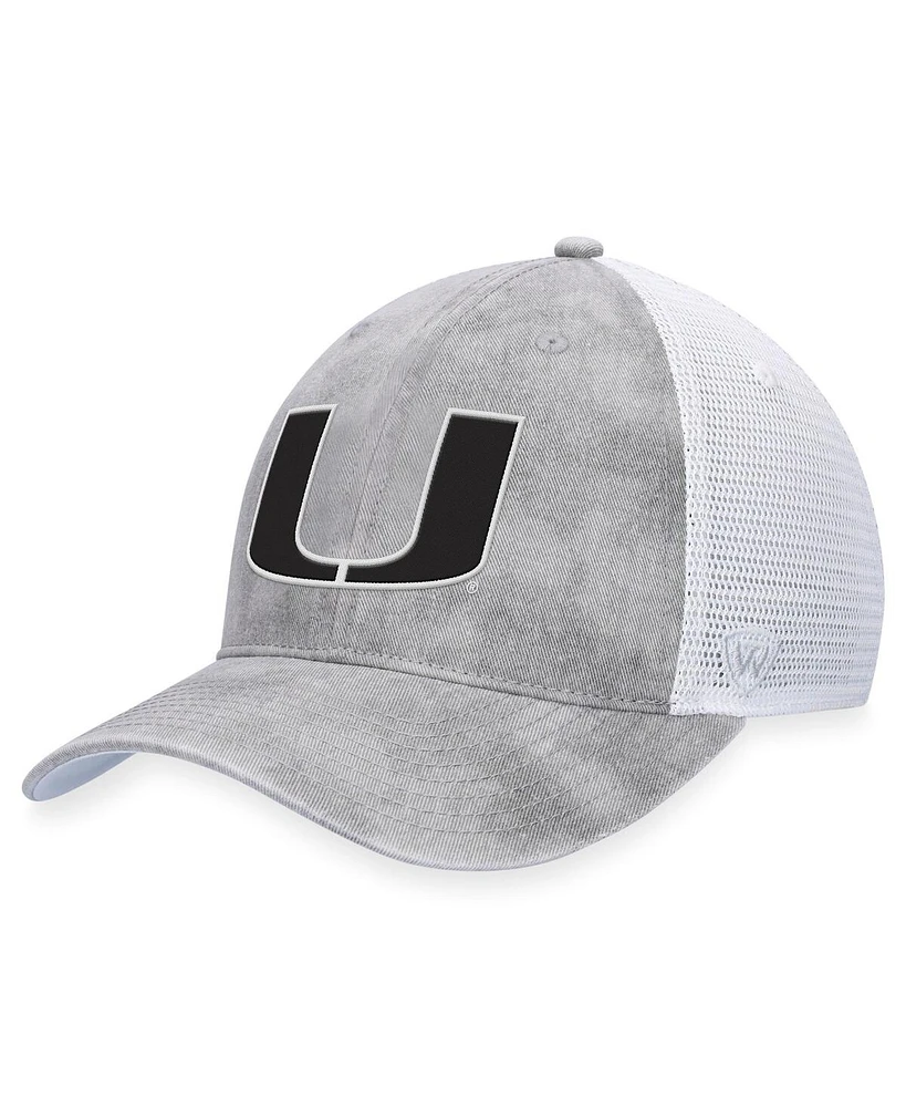 Top of the World Men's Gray/White Miami Hurricanes Slate Trucker Adjustable Hat