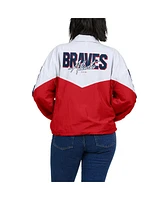 Wear by Erin Andrews Women's White/Red Atlanta Braves Color Block Full-Zip Windbreaker Jacket