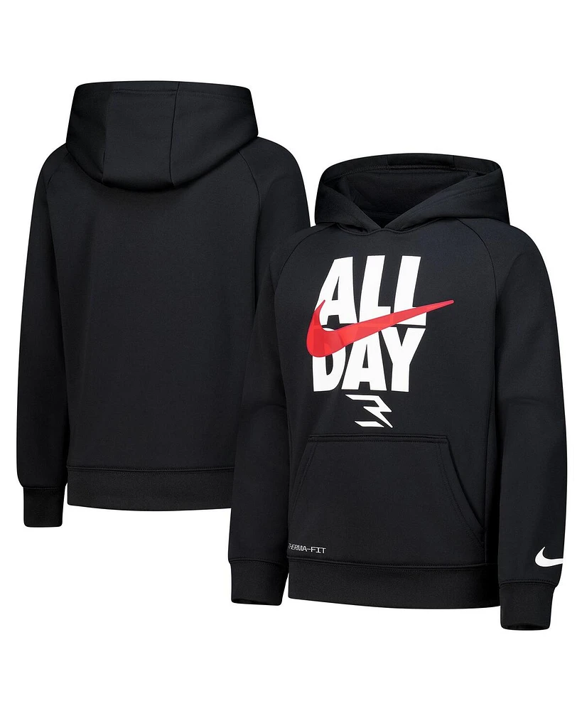 Nike 3BRAND by Russell Wilson Big Boys and Girls Black All Day Performance Raglan Pullover Hoodie