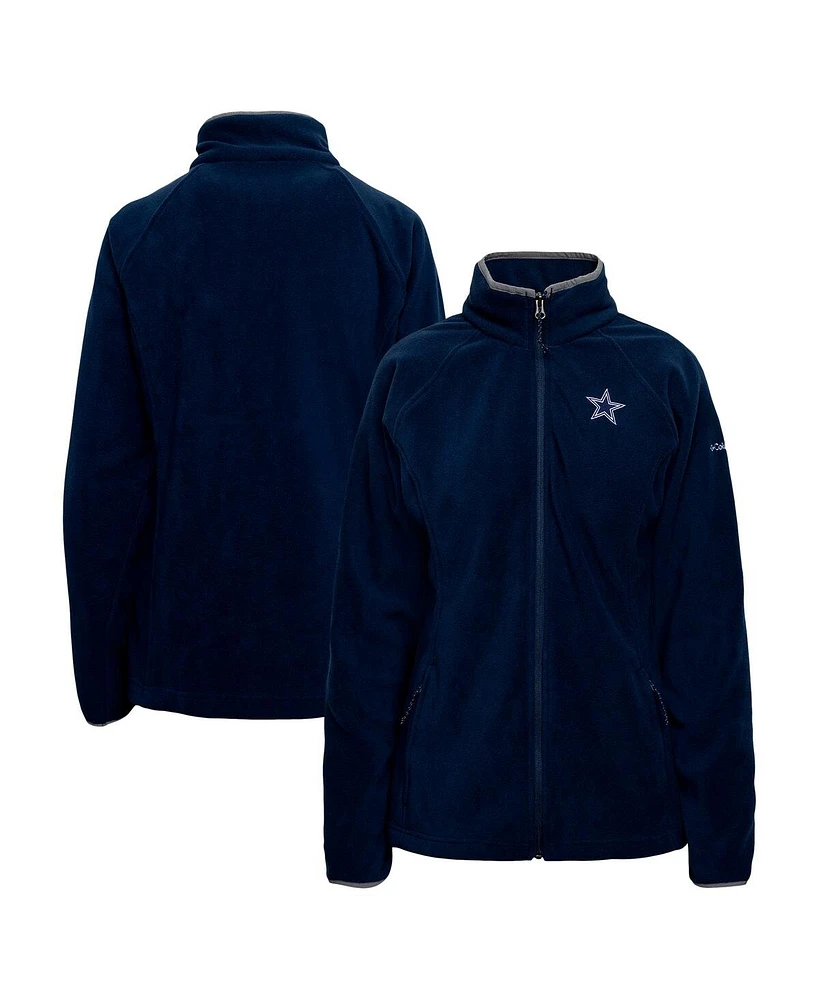 Columbia Women's Navy Dallas Cowboys Give and Go Iii Fleece Raglan Full-Zip Jacket