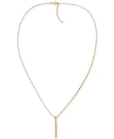 Tommy Hilfiger Linear Logo Bar Necklace, 26" + 2" extender