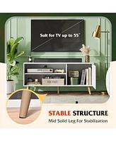 Wlive Mid-Century Modern Tv Stand for 55" Entertainment Center with Storage Open Shelves Console Living Room and Bedroom