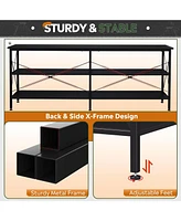 Wlive Tv Stand for 65 70 inch Entertainment Center with Storage Industrial Console Living Room Long 63" Cabinet Metal Frame