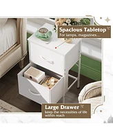 Wlive Nightstand with 2 Drawers Bedside Furniture Night Stand Small Dresser for Bedroom College Dorm End Table Fabric Bins Dormitory