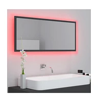 vidaXL Led Bathroom Mirror Gray 39.4"x3.3"x14.6" Acrylic