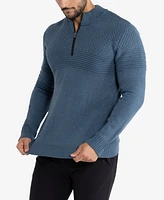 X-Ray Men's Mock Neck Texture Quarter Zip Knitted Sweater