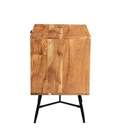 Slickblue 2-Drawer Wooden Nightstand with Metal Angled Legs for Modern Storage