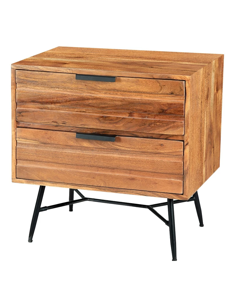 Slickblue 2-Drawer Wooden Nightstand with Metal Angled Legs for Modern Storage