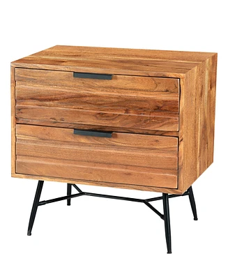 Slickblue 2-Drawer Wooden Nightstand with Metal Angled Legs for Modern Storage