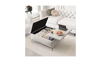 Slickblue Wide Square Storage Bench Coffee Table for Stylish and Functional Living Room Storage