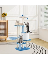 Gymax 54'' Cat Tree Tower w/ Sisal Scratching Posts Bell Cat Perch Cat Condo