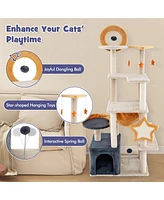 Gymax 63'' Tall Cat Tree Cute 8-Layer Cat Tower w/ 2 Perches Condo Sisal Scratching Posts