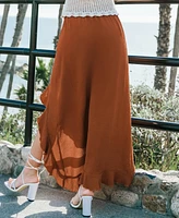 Cupshe Women's Sienna Crinkle Asymmetrical Midi Skirt