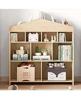 gaomon Toy Storage Organizer Kids Bookshelf with 9 Storage Cubbies Dollhouse Bookcase