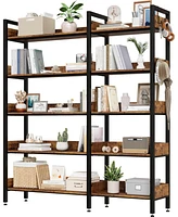 gaomon Corner Bookshelf, 5-Tier Bookshelves with 4 Hooks, Convertible Bookshelf